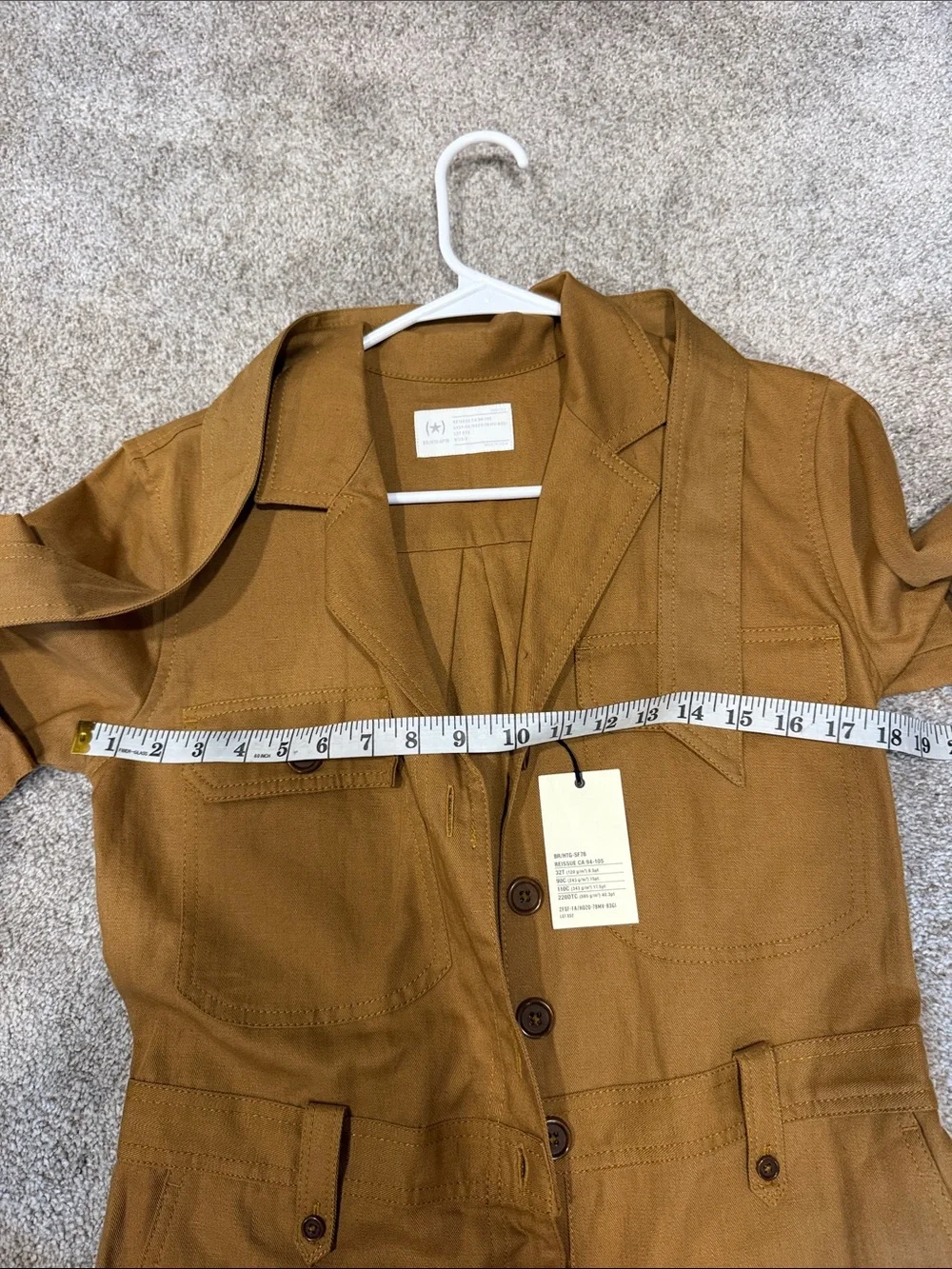 camel-colored Banana Republic Heritage Safari Cotton-Linen Cropped Jumpsuit